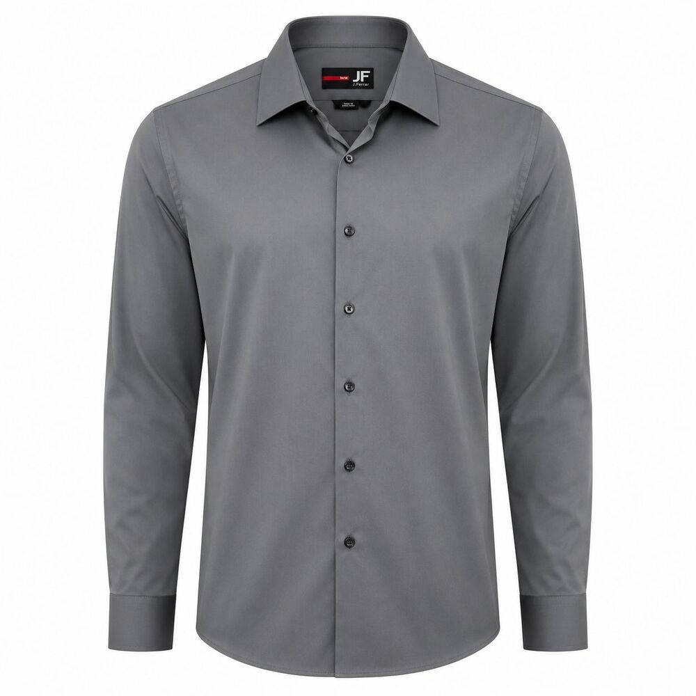 J.Ferrar Slim Fit  Button-Up Dress Shirt Men's Dark Grey Size 16-16.5 34-35